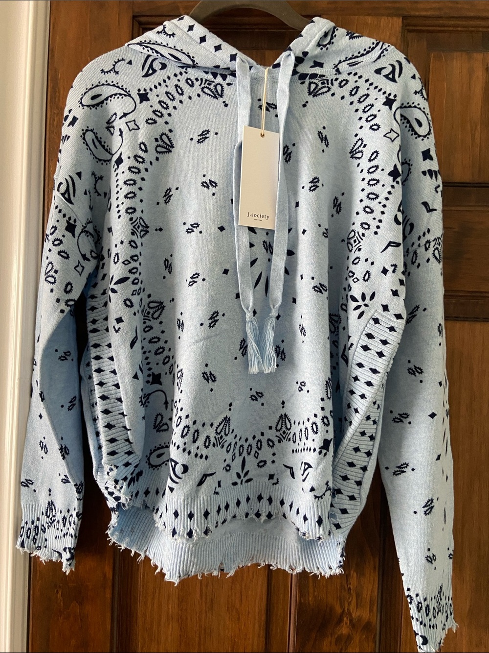 J.Society Bandana Print Hoodie (LT Blue) Brand New Size Small